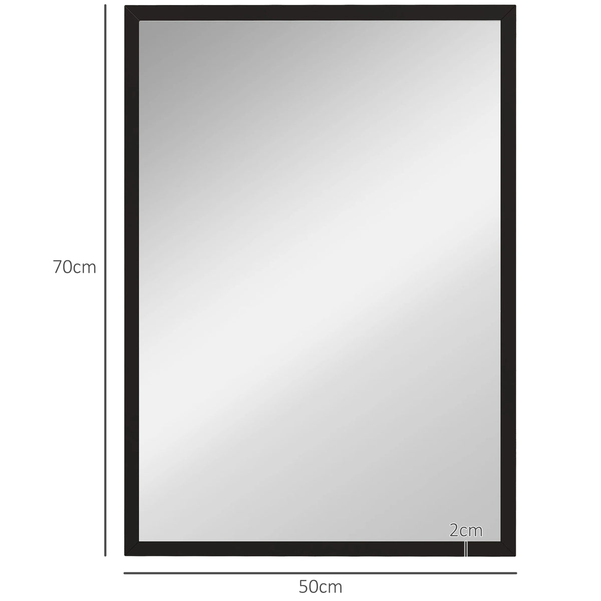 70 x 50cm Wall Bathroom Mirror, Vanity Mirror, Black