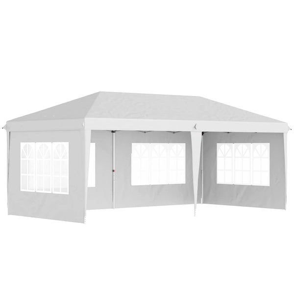 3 x 6m Heavy Duty Garden Gazebo, Marquee Party Tent with Storage Bag - White