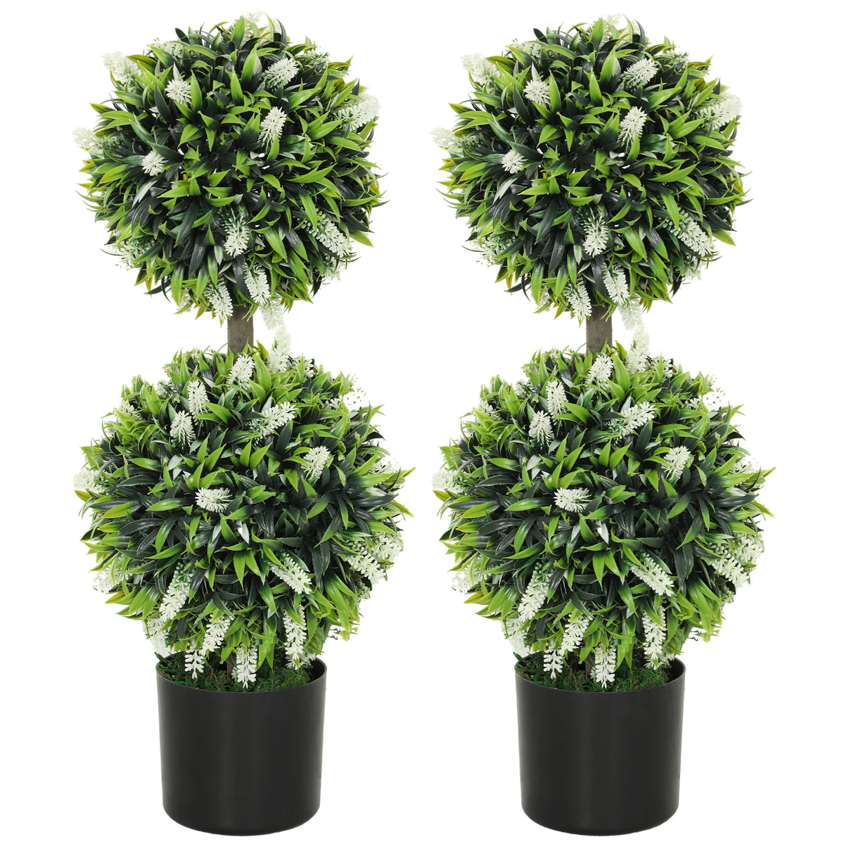 Set of 2 Decorative Artificial Plants with Lavender Flower for Decor, 70cm