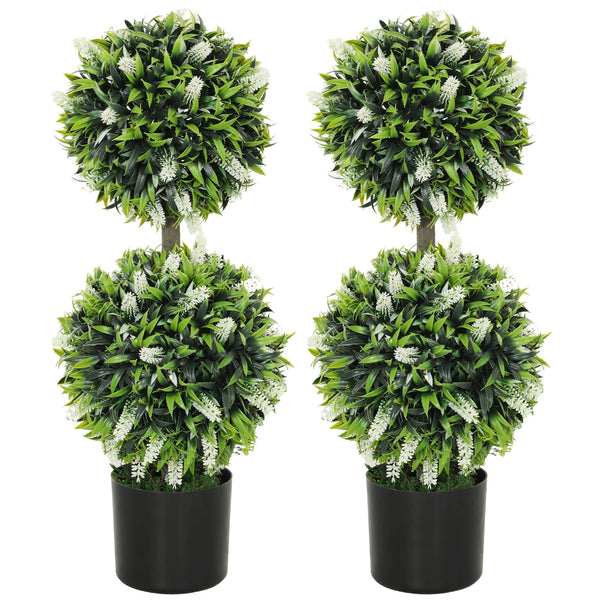 Set of 2 Decorative Artificial Plants with Lavender Flower for Decor, 70cm