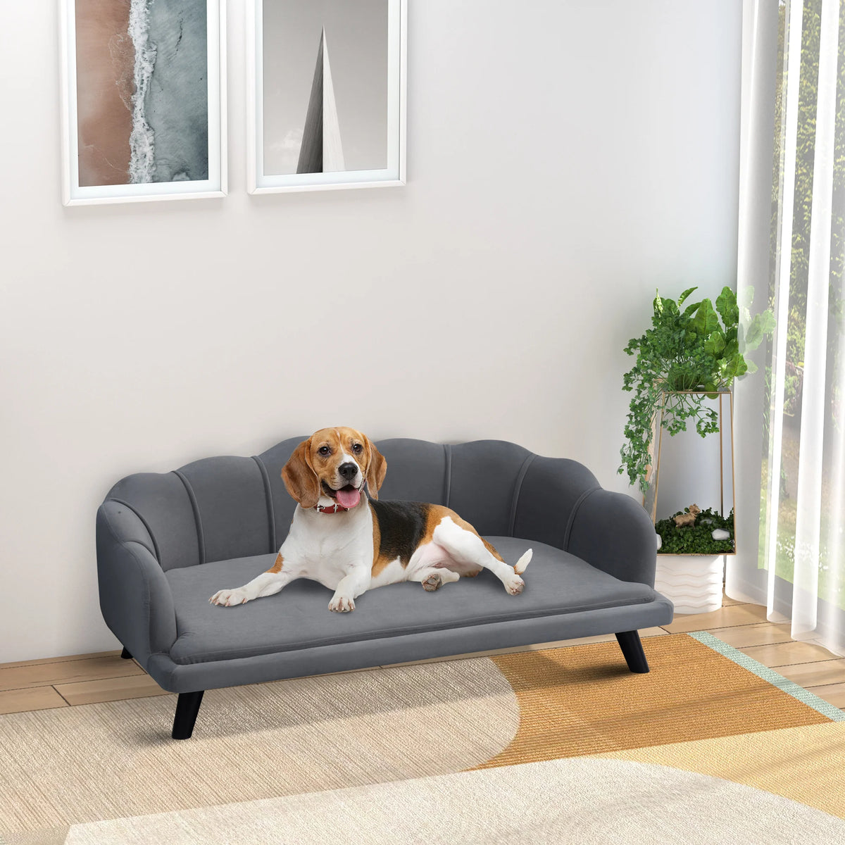Dog Sofa, Pet Couch Bed for Medium, Large Dogs w/ Legs, Cushion