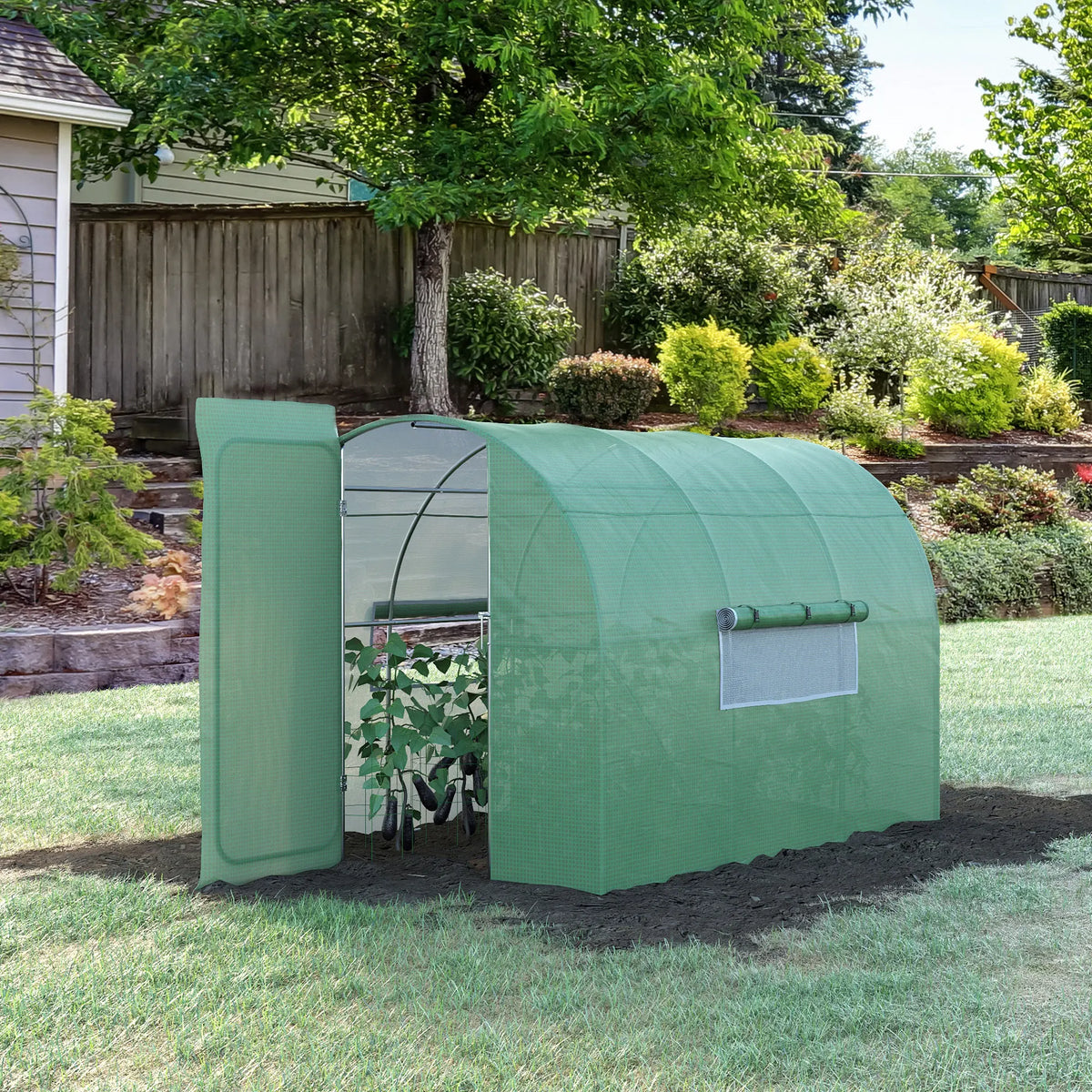 Reinforced Steel Walk-In Polytunnel Greenhouse with Door and Windows 3 X 2m