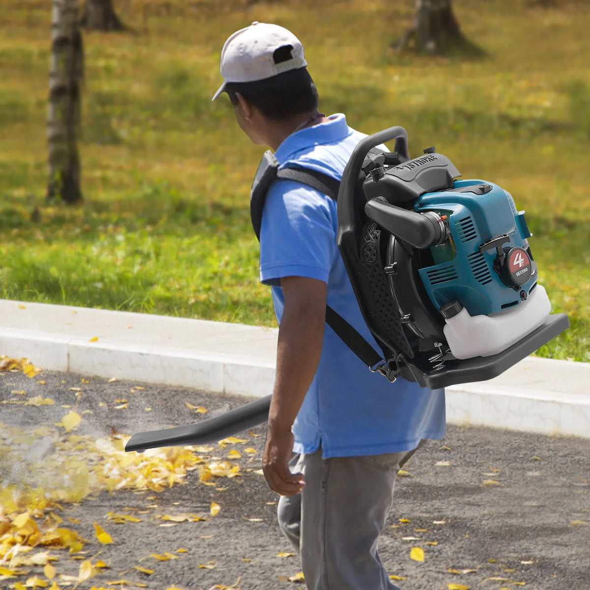 75.6cc 4-Stroke Backpack Leaf Blower, 2.6kW, 1.9L Tank