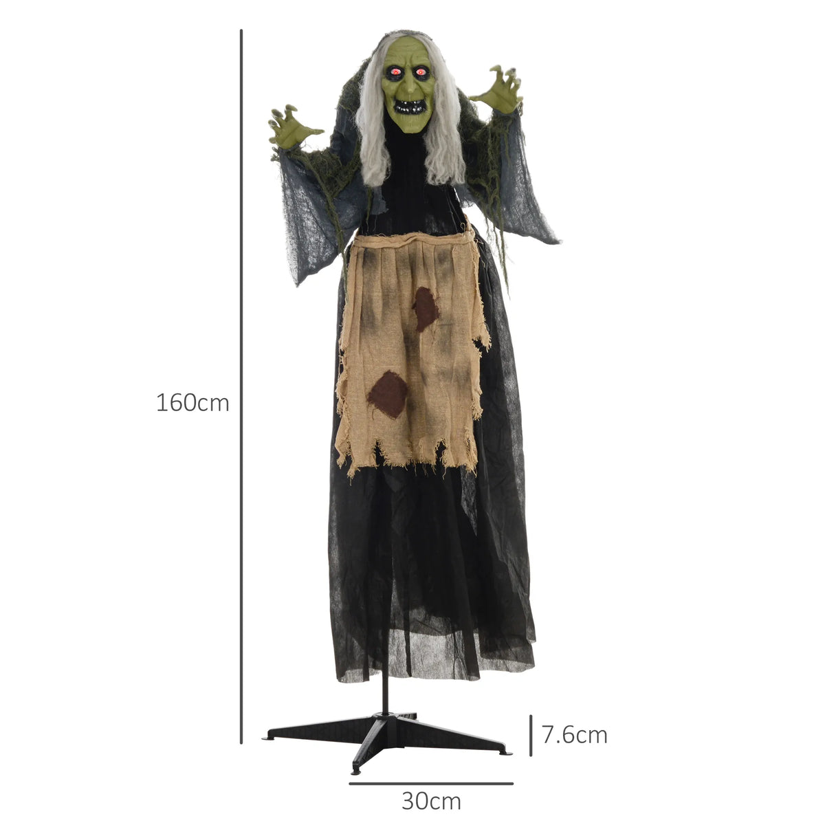 Animated Hunchback Witch Halloween Prop – Moving Head and Shoulders