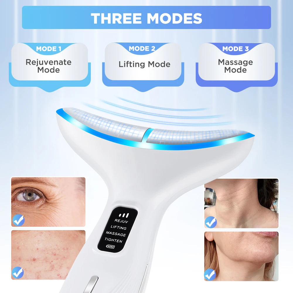 Microcurrent Neck Face Massager EMS LED Skin Tightening Lifting Device