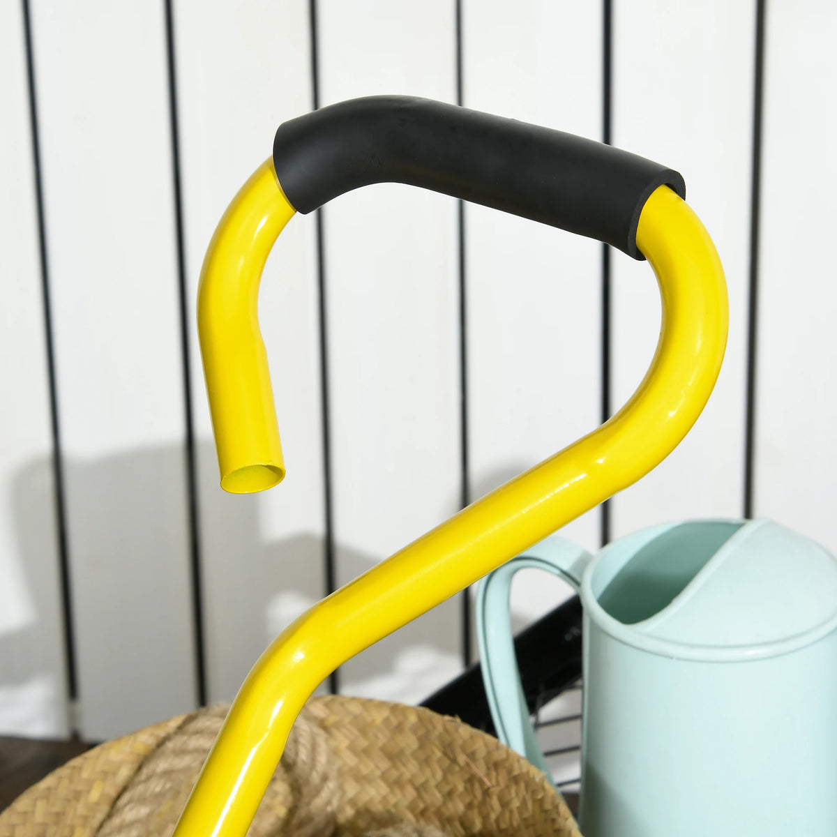 Garden Trolley Cart with Pneumatic Wheels and Swivel Front Wheels, 150kg, Yellow