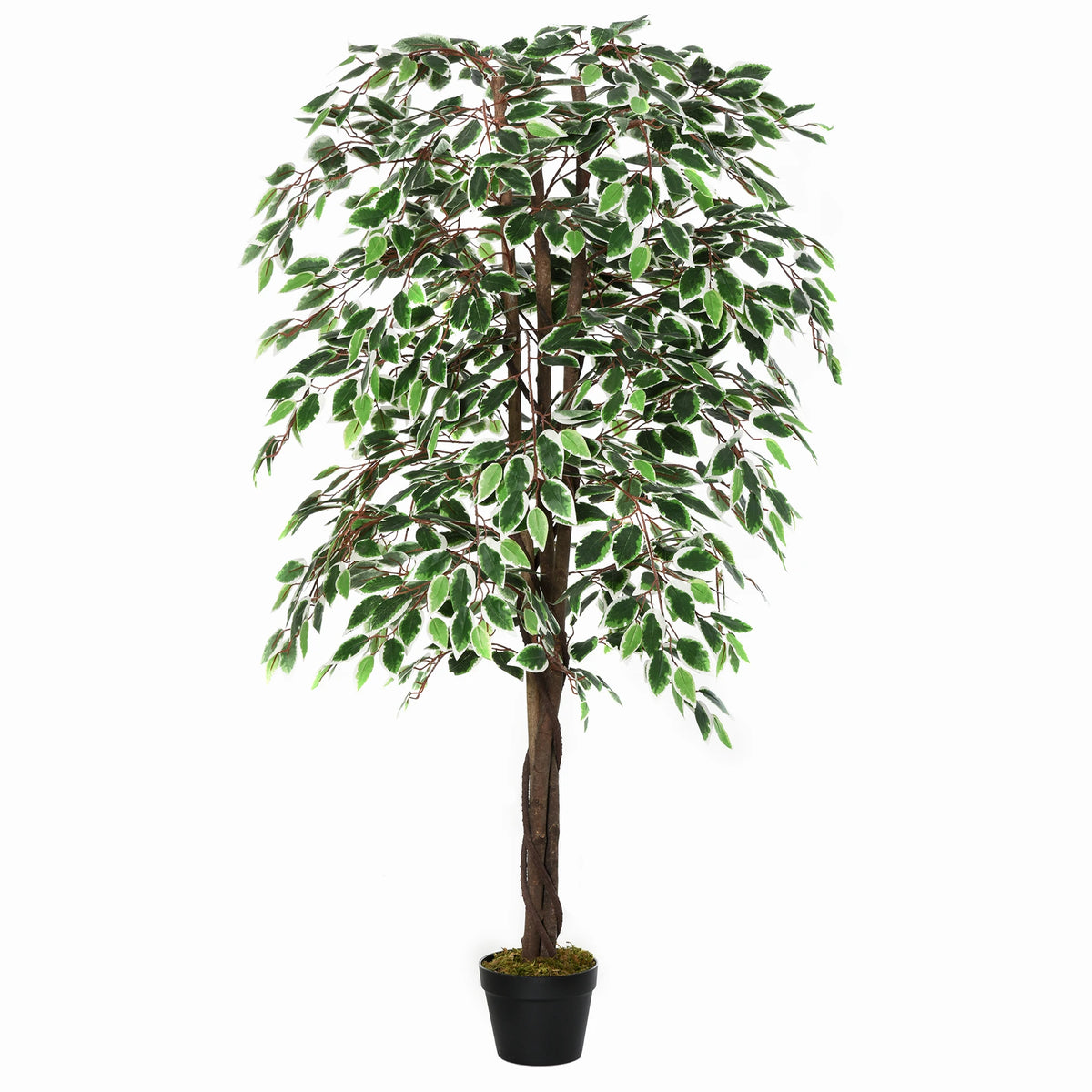 160cm/5.2ft Artificial Ficus Tree, Fake Plant in Pot for Indoor & Outdoor Use