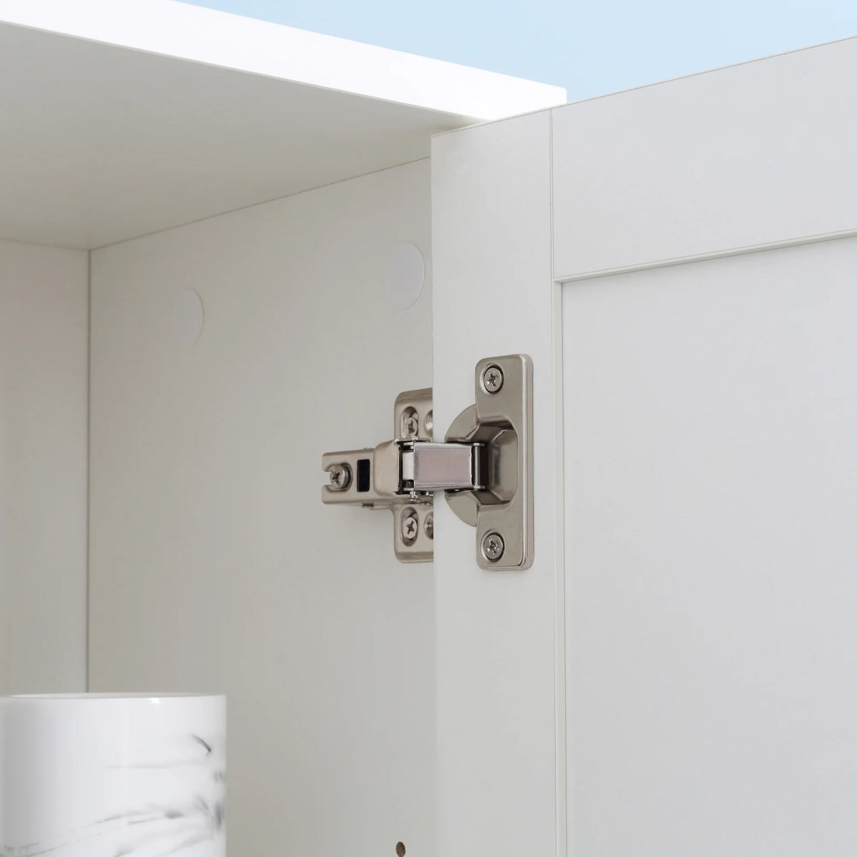 Tall Narrow Bathroom Cabinet with Mirror, Shelves and Cupboards, White
