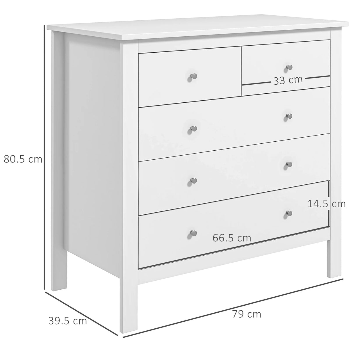 Modern Chest of Drawers, 5 Drawer Unit Storage Chest for Bedroom
