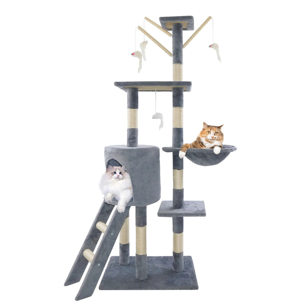 DayPlus 140cm Cat Tree Tower Multilevel Scratching Posts Condos Ladder Activity Centre for Cats