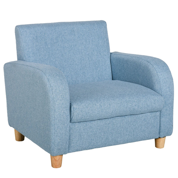 Kids Armchair with Wood Frame High Armrests Linen Upholstery and Anti Slip Stump Feet for Playroom