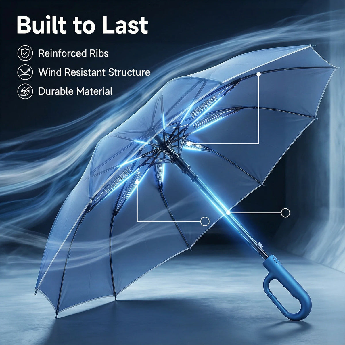2-Pack Reverse Folding Umbrellas with Reflective Strips, 10-Rib Wind-Resistant Umbrella Set
