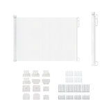 Feytory Retractable Stair Gate 130x88.9cm Metal Mesh Baby Dog Gate One Hand Operation White