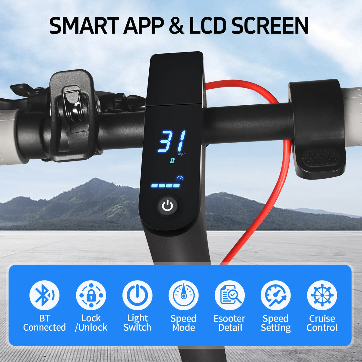 Foldable Electric Scooter 350W Motor 19MPH Smart E Scooter Long Range Portable