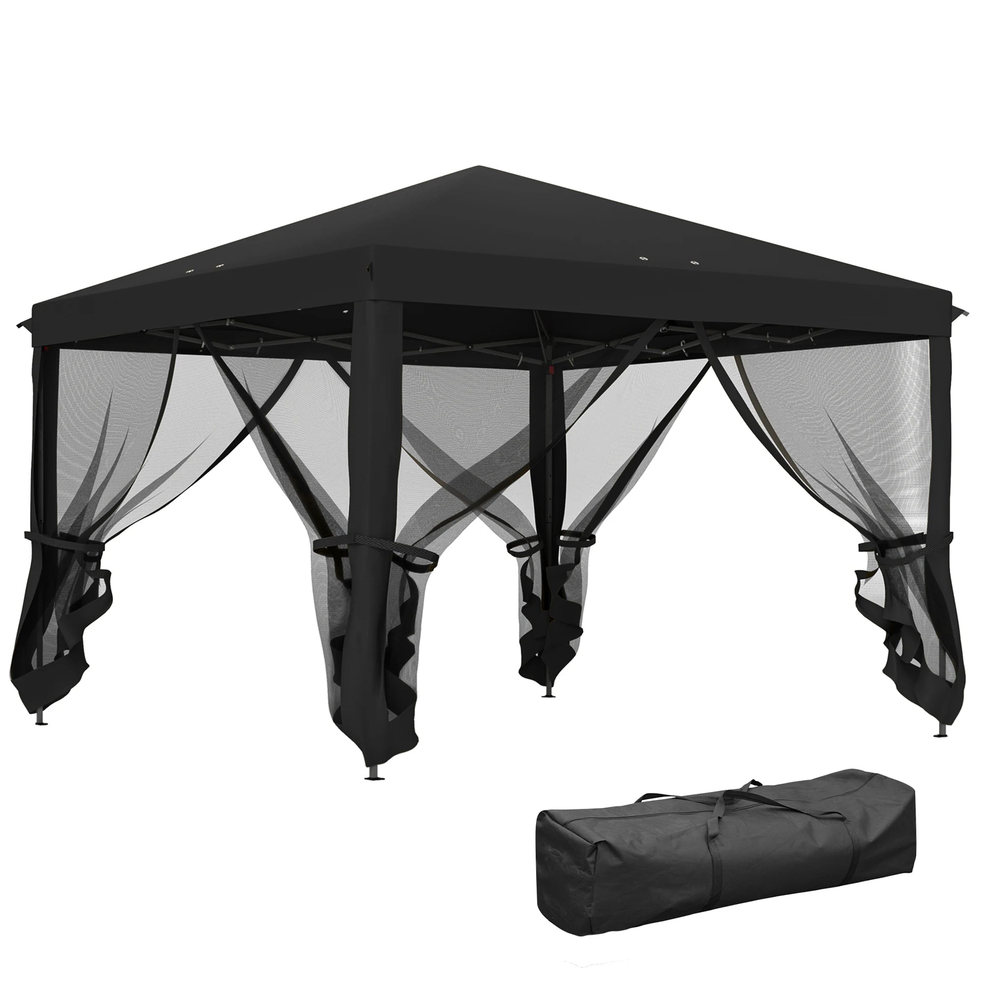 Outsunny 3 x 3 m Pop Up Gazebo, 420D Garden Tent Canopy with Removable Mesh Sidewall Netting, Carry Bag for Garden Patio Outdoor
