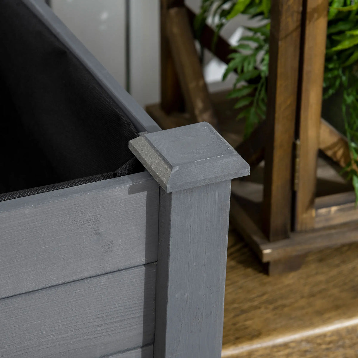 Raised Wooden Garden Planter with Legs and Fabric Liner, 122cm, Dark Grey