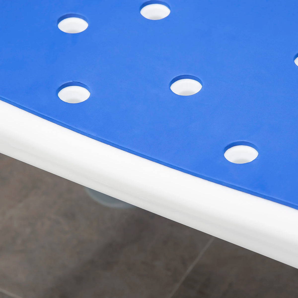 Adjustable Shower Stool with Arms and Back, Padded Bath Seat with Suction Feet, Blue