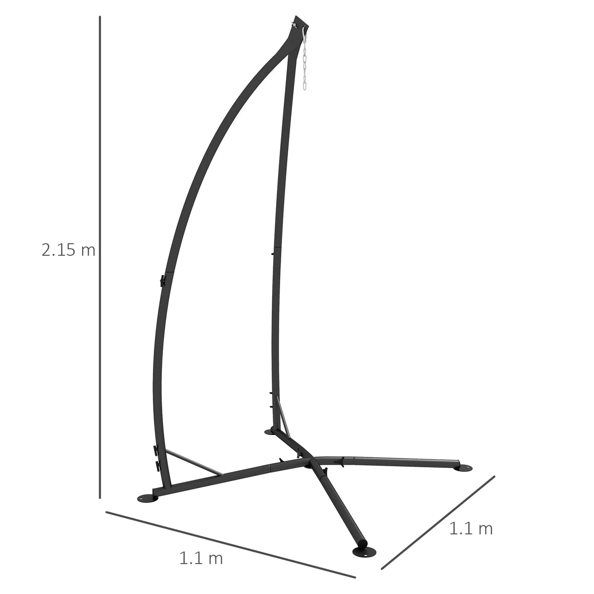 Metal Frame Hammock Chair Stand with Chain, Stand Only, Black