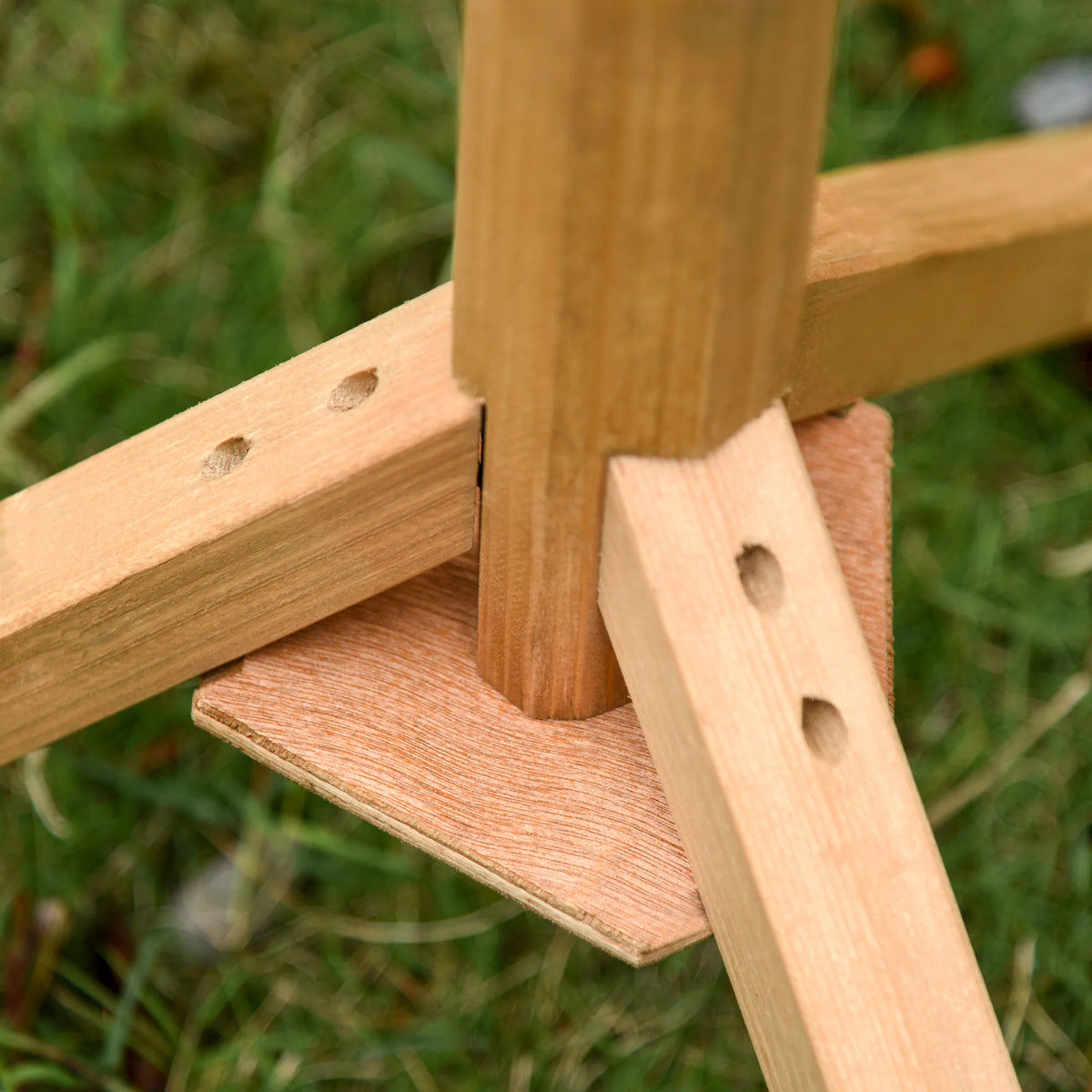 Wooden Bird Feeder Stand 49x45x139cm Fir Wood with 2 Platforms Nesting Space and Asphalt Roof Natural