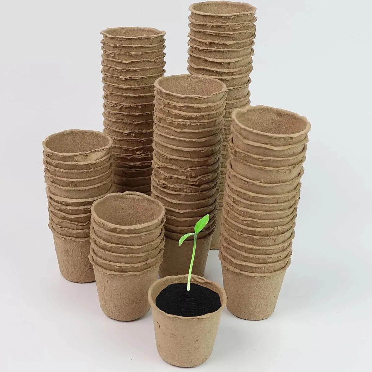 100 or 200 Pack Biodegradable Fibre Seedling Pots 6cm Round Plant Seed Nursery Cups Eco Friendly