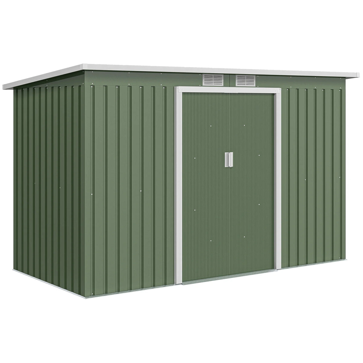 Galvanised Steel Garden Storage Shed, Dark Green