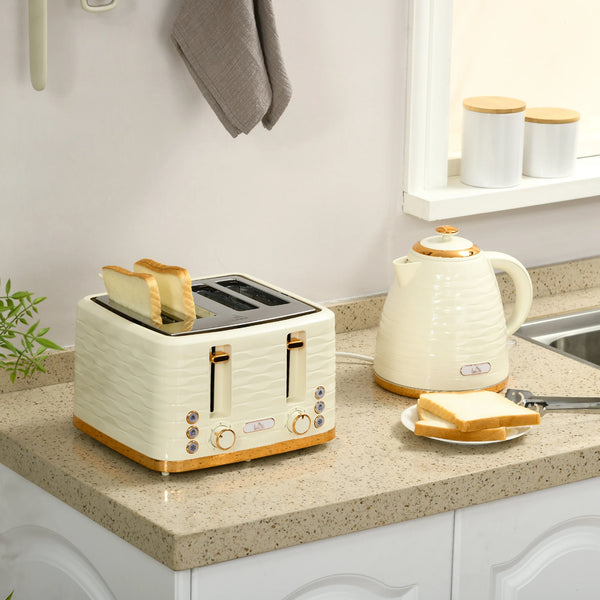 Kettle and Toaster Set, 1.7L Kettle & 4 Slice Toaster with Browning Control