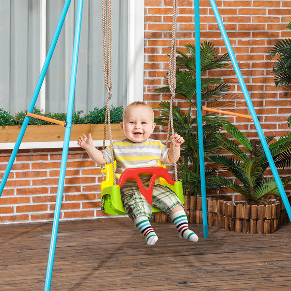 3-in-1 Kids Swing Seat with Safety Belt and T-Bar, Adjustable Toddler Swing, Green