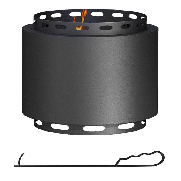 Smokeless Fire Pit with Poker, 48.5 cm Wood Burning Firepit for Garden and Camping, Black