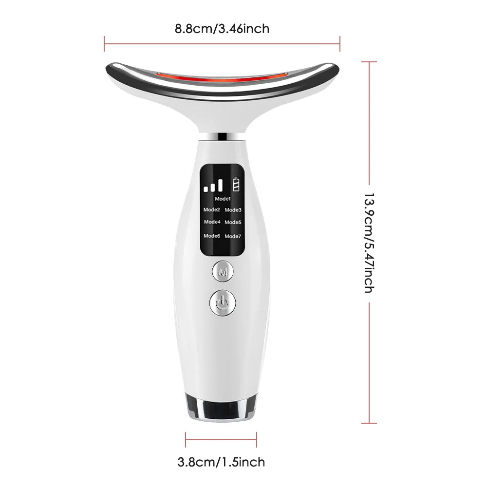 LED Neck Face Massager 7 Color Light Therapy Skin Tightening Device