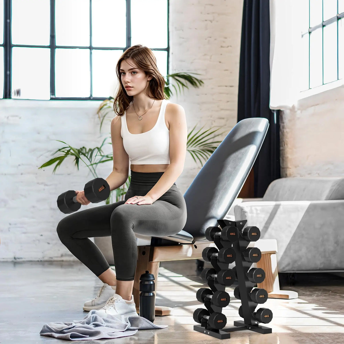 5-Tier Dumbbell Rack, Steel Weight Storage Stand for Home Gym