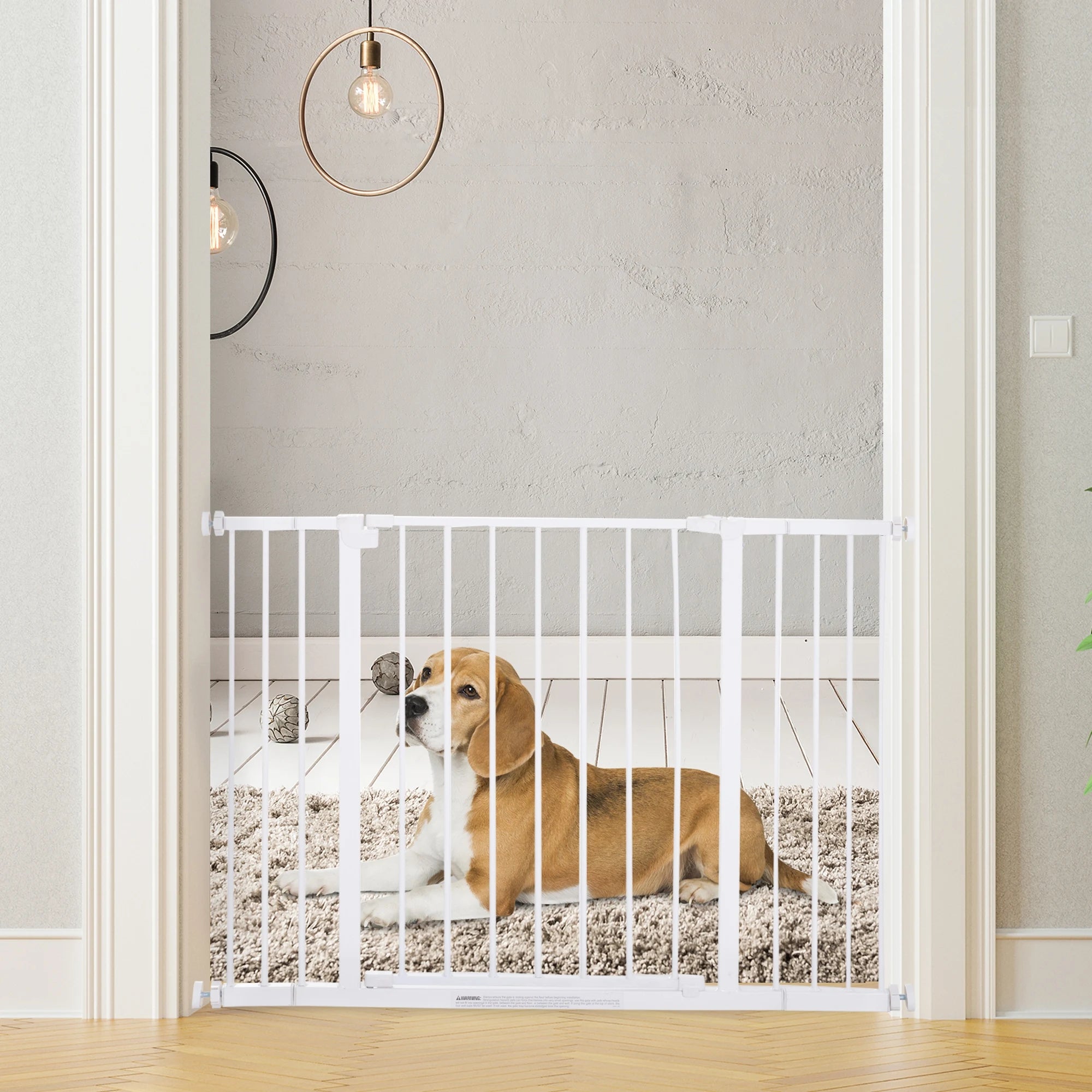 Pressure Fit Dog Safety Gate 76cm Tall Expandable Metal Pet Stair Gate for Doorways Hallways 76-107cm Wide