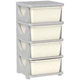 Kids Storage Unit 4 Drawer Chest Tower Plastic Children's Bedroom Playroom Organiser 37x37x76cm Cream