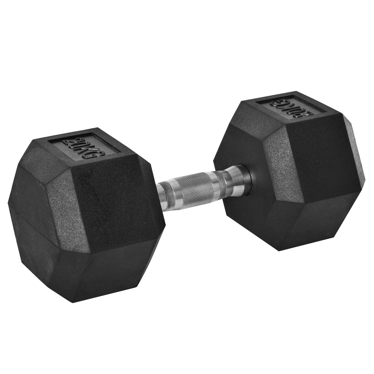 20kg Single Rubber Hex Dumbbell, Portable Hand Weight for Home Gym Workout