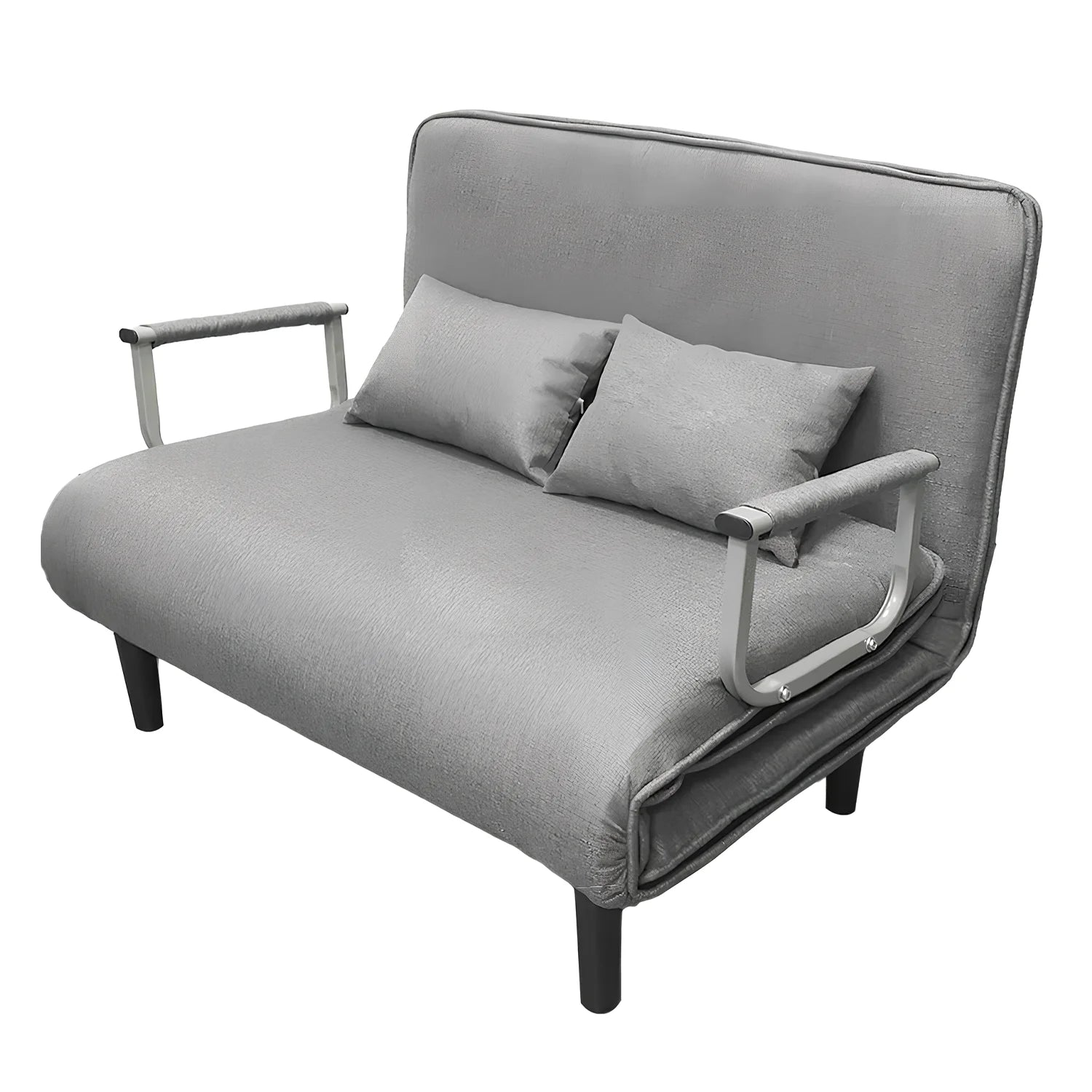 Convertible Folding Sofa Bed Chair with 5 Positions | Grey Linen Sleeper Armchair for Living Room Bedroom