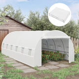 6 x 3 x 2m Greenhouse Replacement Cover PE Tunnel Walk-In Greenhouse Cover with Zipped Door and 12 Roll-Up Windows