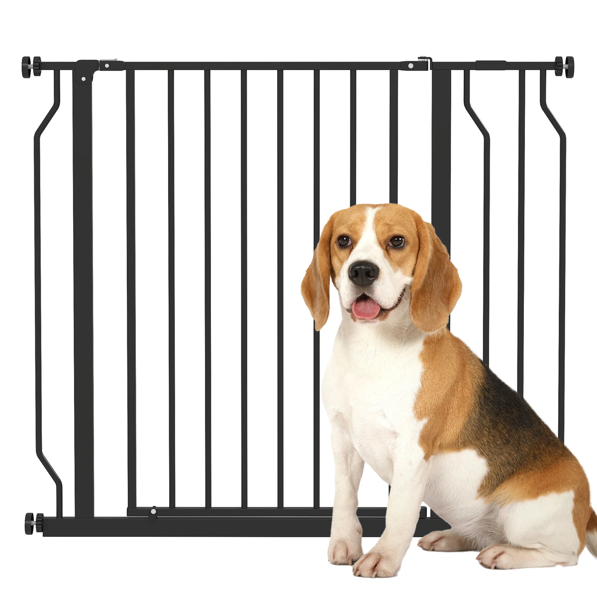 Pressure-Fit Pet Safety Gate with Door, 75–95cm Wide, Black
