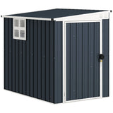4 x 6ft Outdoor Garden Storage Shed with Window Lockable Door and Sloped Roof in Galvanised Steel
