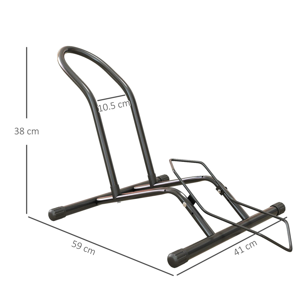 Bike Floor Stand with Auto-Locking Tilt, for Tyres up to 8.5cm, Black