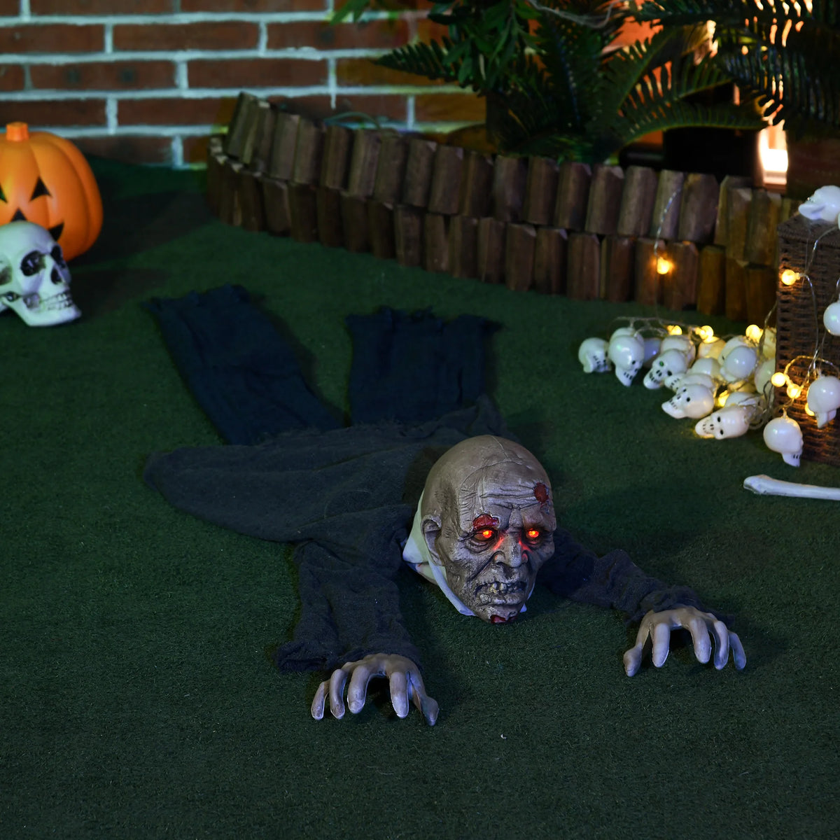 5.2ft Crawling Zombie Halloween Decoration, Sound Activated
