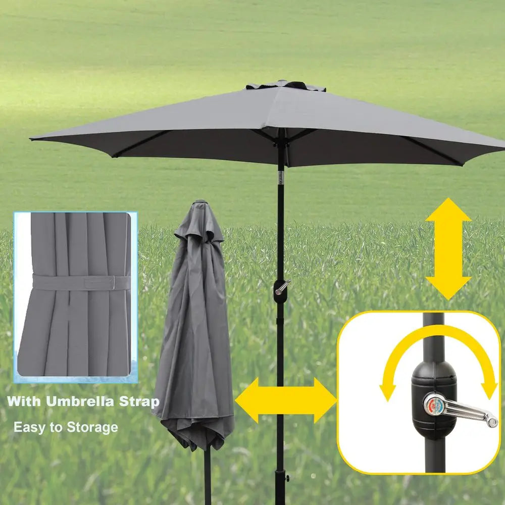 2.7m Garden Parasol with Crank and Tilt, UV30 Round Patio Umbrella, Grey
