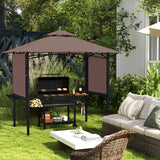 2.5 x 1.5m BBQ Party Tent Canopy with Double Waterproof Roof, Side Serving Panels and Ground Nails