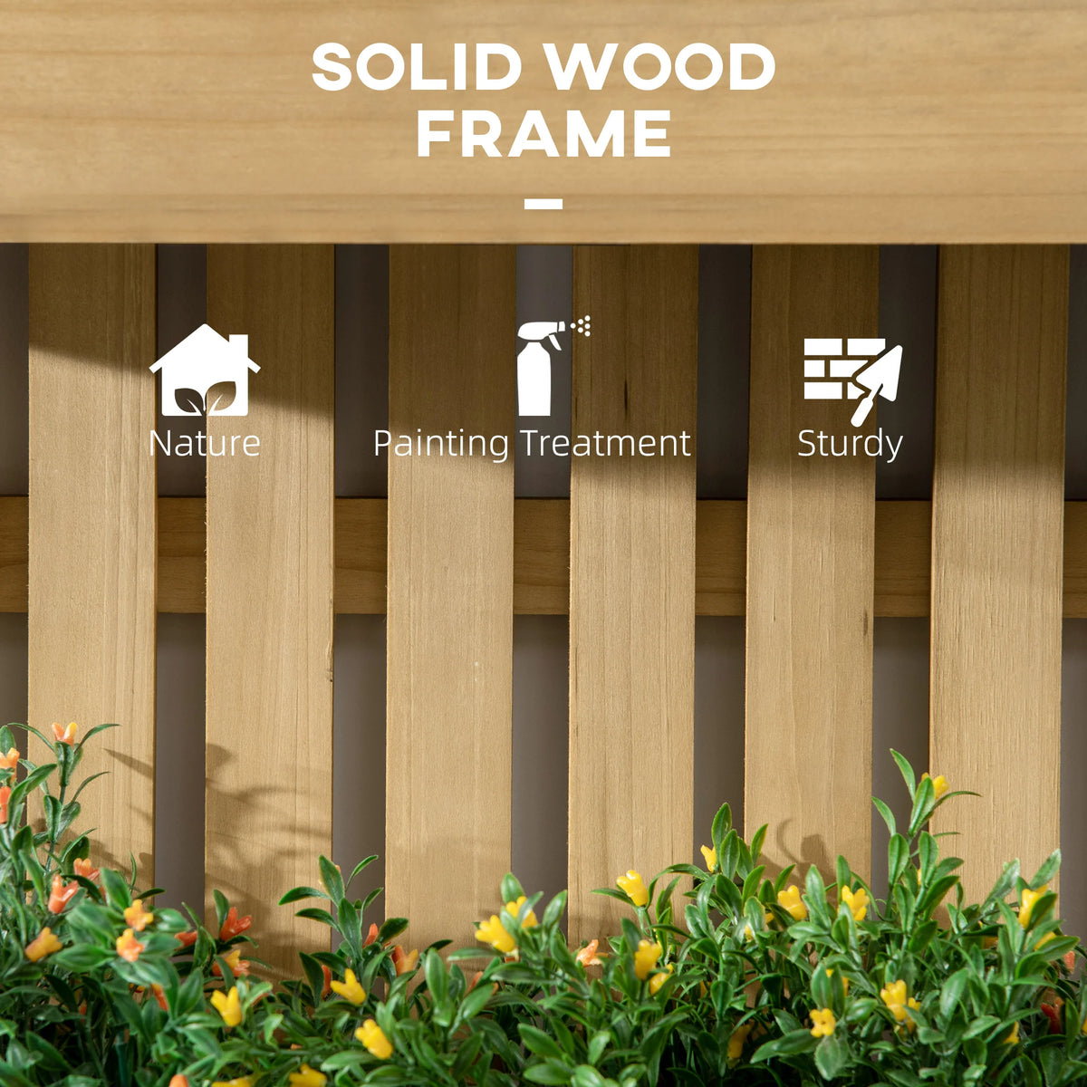 Wall-Mounted Garden Planters with Trellis and 3 Movable Planter Boxes, Natural