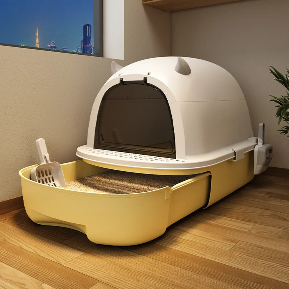 XL Enclosed Cat Litter Box with Pull-Out Drawer & Scoop | Hackerprice®