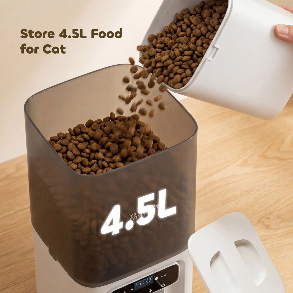 Automatic Cat Feeder, Programmable with Timer, 10s Voice Recorder