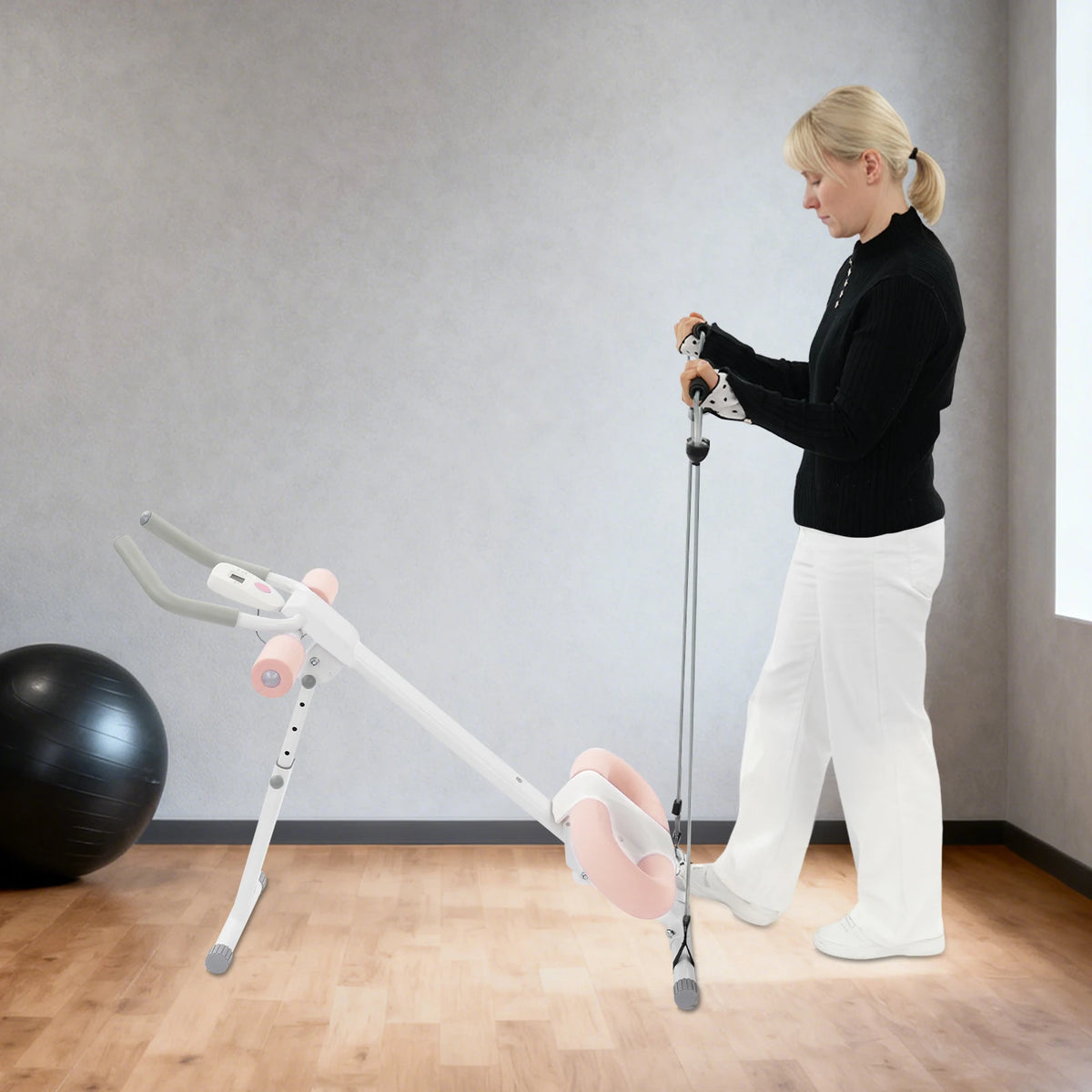 Foldable Abdominal Trainer Machine with LCD Display Adjustable Core Workout Equipment