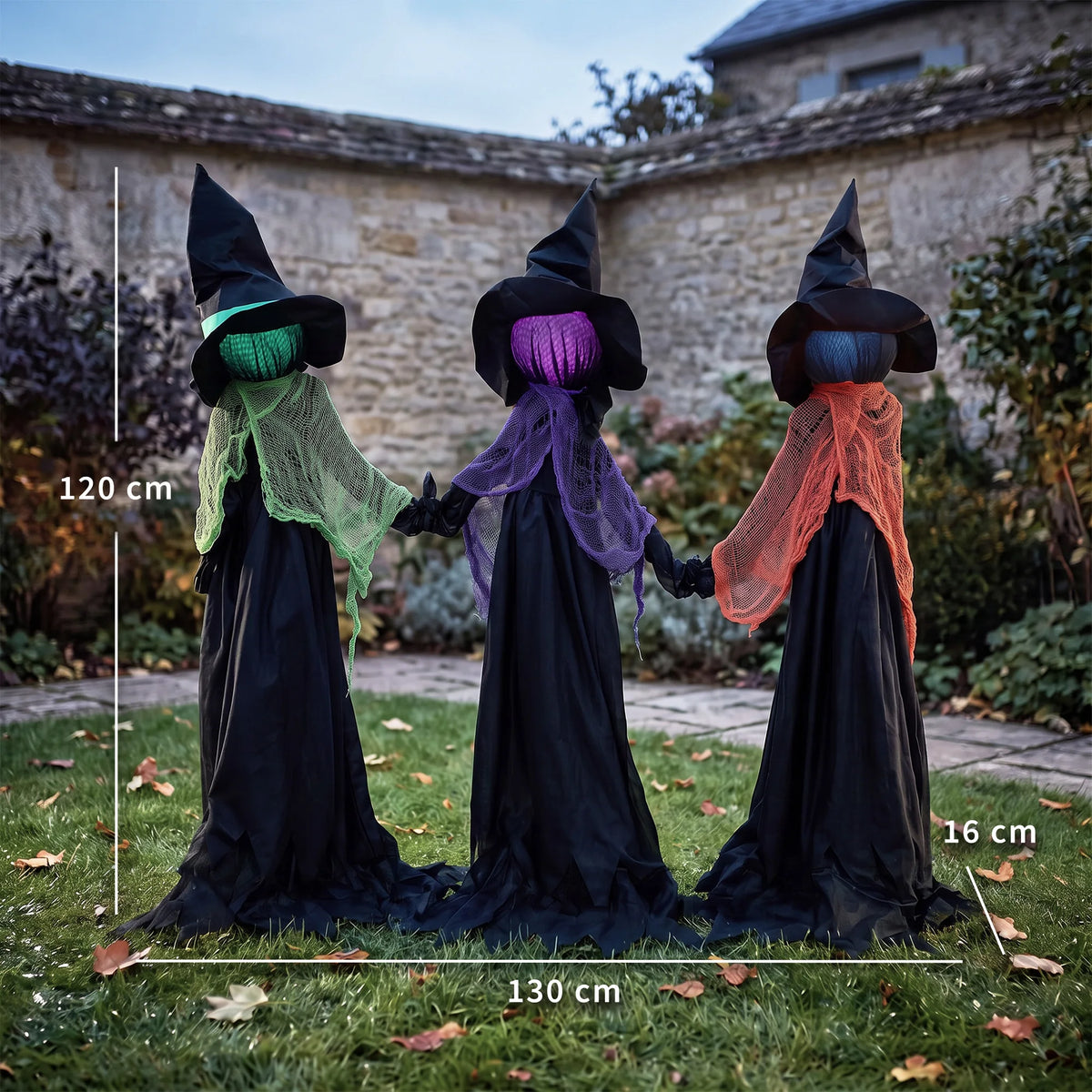 48" Witches Holding Hands Halloween Decoration, Light-Up