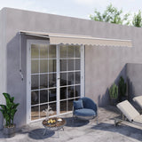 3m Electric Retractable Patio Awning with Remote Control 280g PU Coated Canopy Aluminium Frame Cream White