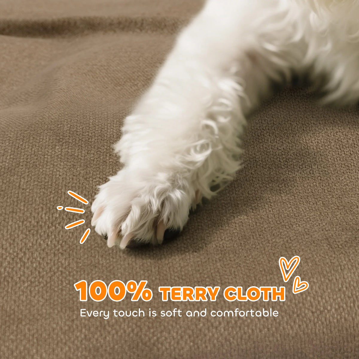 Dog Sofa Bed with Backrest and Armrests 66x42x28.5cm Terry Fabric Pet Couch for Small Dogs and Cats