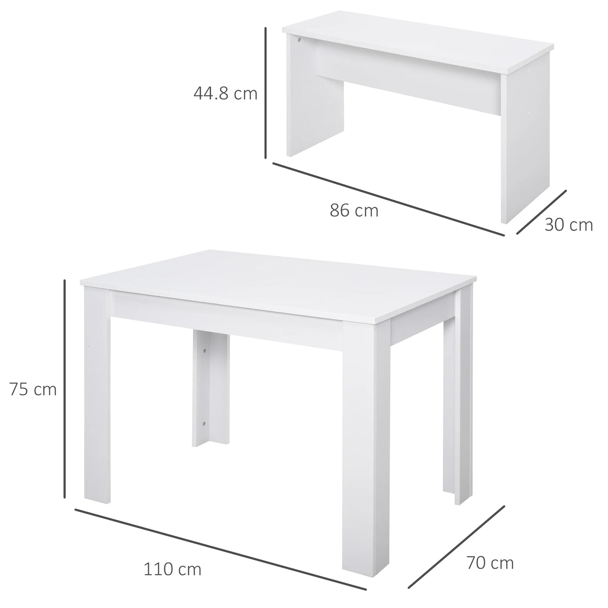 3 Piece Modern Dining Table Set with 2 Bench Seats, Compact Kitchen Dining Set