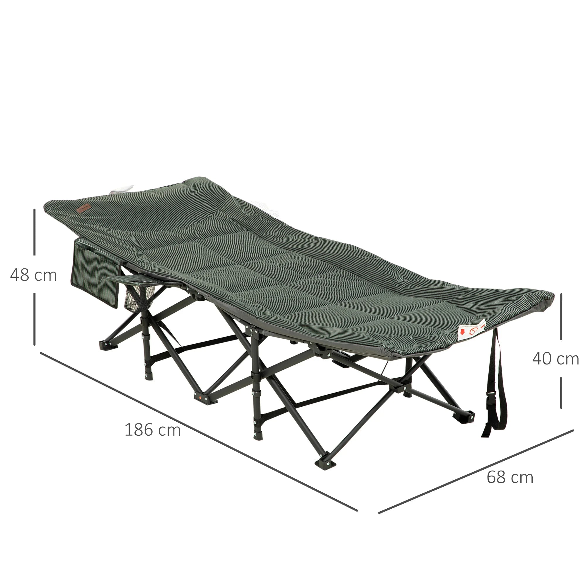 Outsunny Foldable Padded Sun Lounger | Portable Reclining Patio Bed with Cup Holder & Carry Bag